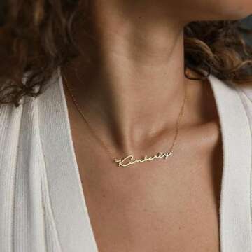 AsBestForGF Custom Name Necklace Personalized, 18K Gold Plated Dainty Nameplate Pendant Minimalist C...