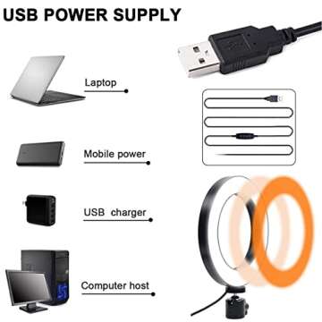 Workbench Light, Desk Ring Light with Swivel Clamp Arm,8'' USB Ring Light for Reading,Craft,Makeup,YouTube,Live Streaming,Study,Architect Drafting - Acetaken