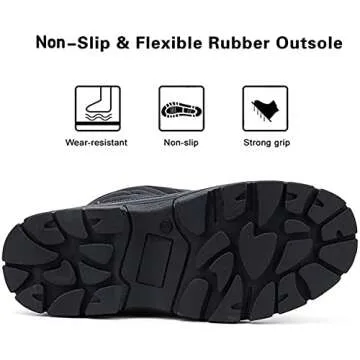 ALEADER Winter Boots for Men, Waterproof Snow Boots Hiking Shoes Black 10 D(M) US