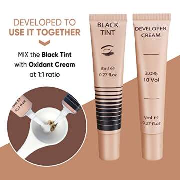 Lash Color Kit, Lomansa Professional Eyelash and Brow Color Kit, Instant Eyelash Color with Natural Black Effects, Safe & Easy to Use 8ml