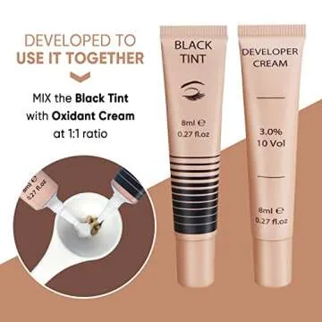 Lash Color Kit, Lomansa Professional Eyelash and Brow Color Kit, Instant Eyelash Color with Natural Black Effects, Safe & Easy to Use 8ml