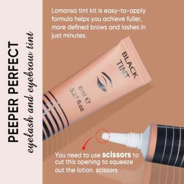 Lash Color Kit, Lomansa Professional Eyelash and Brow Color Kit, Instant Eyelash Color with Natural Black Effects, Safe & Easy to Use 8ml