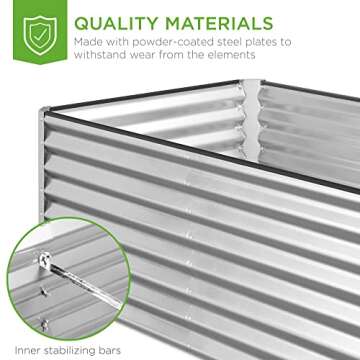 Best Choice Products 6x3x2ft Outdoor Metal Raised Garden Bed, Deep Root Box Planter for Vegetables, Flowers, Herbs, and Succulents w/ 269 Gallon Capacity - Silver