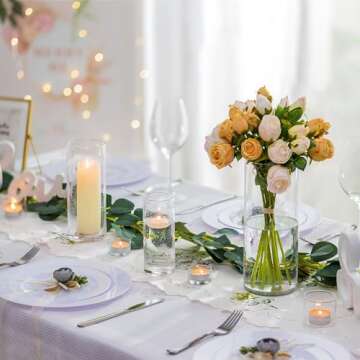 Glasseam Hurricane Candle Holder Set of 3, Clear Glass Candle Holders for Pillar Candles, Modern Cylinder Vases for Centerpieces, Floating Candle Vases for Centerpieces Wedding Decor, 4''+ 6''+ 8''