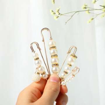 YUXIANLB 8 Pcs Pearl Brooch Pins for Elegant Styling