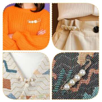 YUXIANLB 8 Pcs Pearl Brooch Pins for Elegant Styling