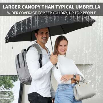 Anntrue Windproof Travel Umbrella, Auto Open Close Lightweight Compact Portable Backpack Folding Umbrella, Perfect for Car, Purse, Men and Women (Black)