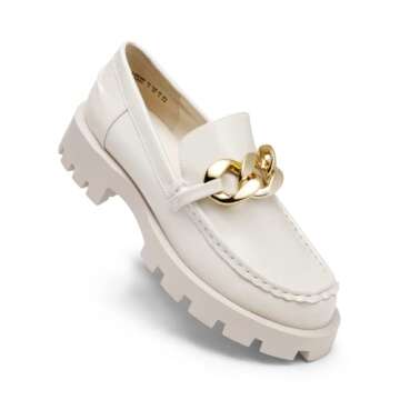 DREAM PAIRS Womens Loafers, Business Dressy Casual Lug Sole Stylish Shoes - Comfortable Cute Chunky Heel - Slip on Ladies Office Daily Work Travel Wear Cute Loafers Beige, Size 8 SDLS2210W-NEW