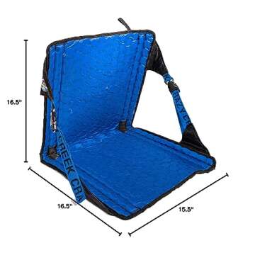 Crazy Creek Products RED Lodge- Montana - USA HEX 2.0 Original Chair Camping, Stadium Seating All Terrains, Adjustable Straps, Compact Design, Water-Resistant, Black/Royal Blue
