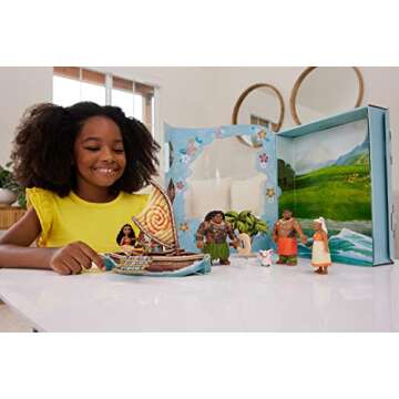 Mattel Disney Princess Toys, Moana Small Doll Story Pack with Moana Doll, 5 Character Figures & 1 Ac...