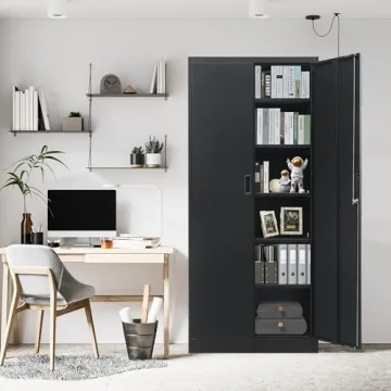 Metal Storage Cabinet with Locking Doors and 5 Shelves
