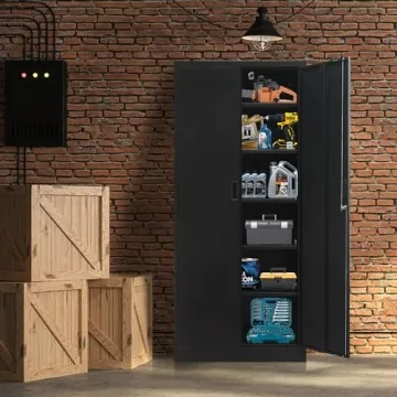 Metal Storage Cabinet with Locking Doors and 5 Shelves