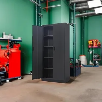 Metal Storage Cabinet with Locking Doors and 5 Shelves
