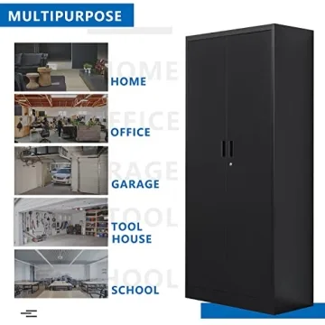 Metal Storage Cabinet with Locking Doors and 5 Shelves