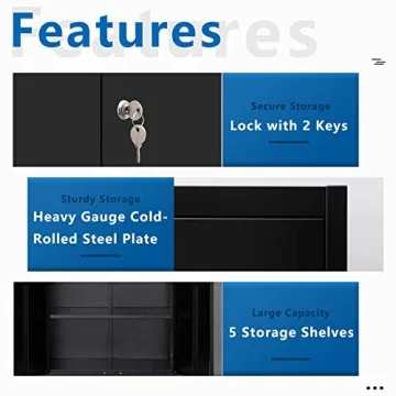 Metal Storage Cabinet with Locking Doors and 5 Shelves