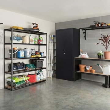 Metal Storage Cabinet with Locking Doors and 5 Shelves