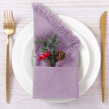 DeZerlor Pack of 6 Lilac Linen Napkins for Events