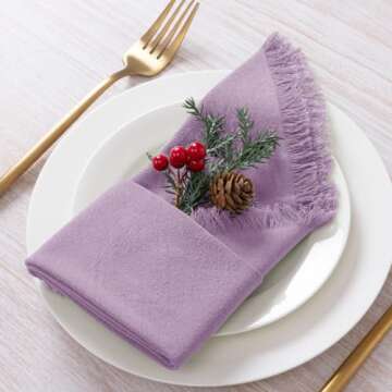 DeZerlor Pack of 6 Lilac Linen Napkins for Events