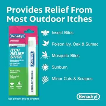 Benadryl Extra Strength Anti-Itch Relief Stick, Bug Bite Itch Relief, Diphenhydramine HCl Topical Analgesic & Zinc Acetate Skin Protectant, Great for Camping Essentials, 0.47 fl oz (Pack of 3)