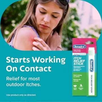Benadryl Extra Strength Anti-Itch Relief Stick, Bug Bite Itch Relief, Diphenhydramine HCl Topical Analgesic & Zinc Acetate Skin Protectant, Great for Camping Essentials, 0.47 fl oz (Pack of 3)