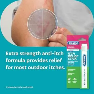 Benadryl Extra Strength Anti-Itch Relief Stick, Bug Bite Itch Relief, Diphenhydramine HCl Topical Analgesic & Zinc Acetate Skin Protectant, Great for Camping Essentials, 0.47 fl oz (Pack of 3)