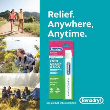 Benadryl Extra Strength Anti-Itch Relief Stick, Bug Bite Itch Relief, Diphenhydramine HCl Topical Analgesic & Zinc Acetate Skin Protectant, Great for Camping Essentials, 0.47 fl oz (Pack of 3)