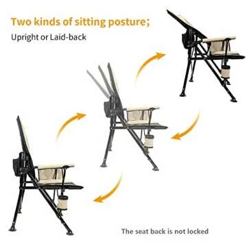 REALEAD Oversized Camping Chairs - Heavy Duty Folding Chair for Outside Support 400 LBS - Padded High Back Camp Chair with Lumbar Back Support - Portable Outdoor Lawn Chairs