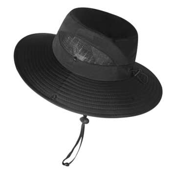 ZOORON Fishing Bucket Hats for Men & Women - UV Protection, Waterproof Boonie Hats (1 Pack - Black)