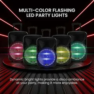 Pyle 12" Portable Bluetooth Speaker with Karaoke and LED Lights