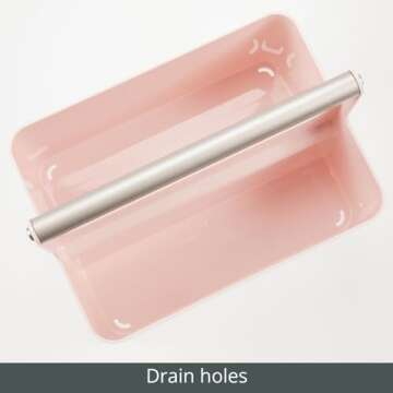 mDesign Under Sink Storage – Plastic and Metal Bathroom Caddy for Shampoo and Soaps – Portable Cosmetics Storage Organiser – Blush/Satin