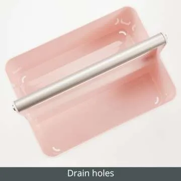 mDesign Under Sink Storage – Plastic and Metal Bathroom Caddy for Shampoo and Soaps – Portable Cosmetics Storage Organiser – Blush/Satin