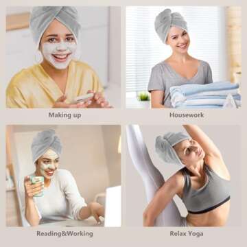 AIDEA Microfiber Hair Towel Wrap, 5 Pack Hair Turbans, Super Absorbent Quick Dry Hair Towel Wrap for All Hair Types Anti Frizz, Multicolor 26"×10"