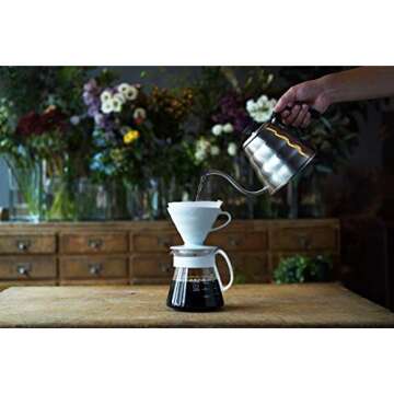 Hario V60 Ceramic Pour Over Coffee Set, Size 02, White