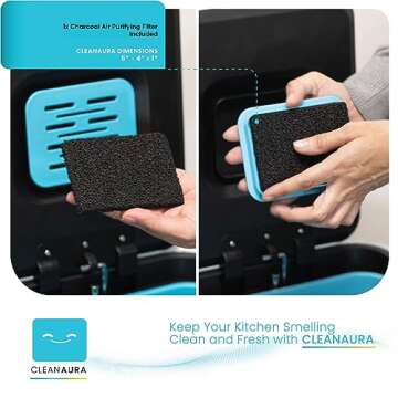 Home Zone Living 15.8 Gallon Kitchen Trash Can, Dual Removable Liners for Recycling and Trash with C...