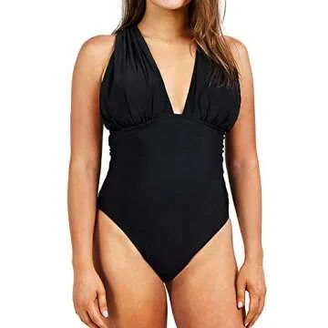 Stylish Cupshe Womens Black Front Cross One-piece Swimsuit