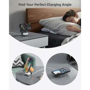 Foldable 3 in 1 Charging Station, Qi2 Certified 15W Magnetic Wireless Charger Stand, KU XIU X40Q Aluminum Alloy Travel Charger for iPhone 16/15/14, 5W for Apple Watch, AirPods, 45W PD Adapter, Gray