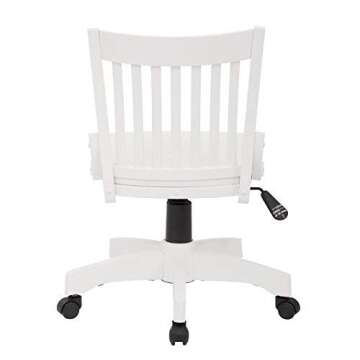 OSP Home Furnishings Deluxe Armless Wood Banker's Desk Chair with Adjustable Height, Locking Tilt, and Heavy Duty Base, White
