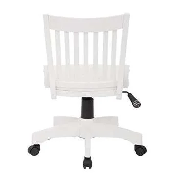 OSP Home Furnishings Deluxe Armless Wood Banker's Desk Chair with Adjustable Height, Locking Tilt, and Heavy Duty Base, White
