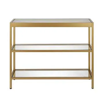 Henn&Hart 36" Wide Rectangular Console Table in Brass, Entryway Table, Accent Table for Living Room, Hallway