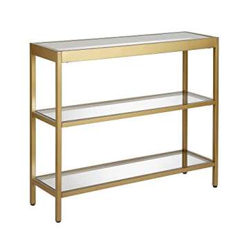 Henn&Hart 36" Wide Rectangular Console Table in Brass, Entryway Table, Accent Table for Living Room, Hallway