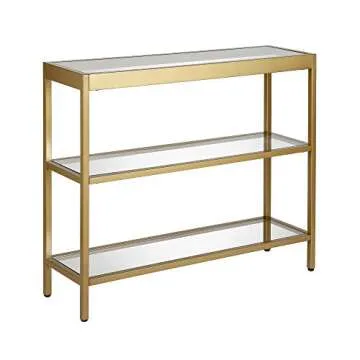 Henn&Hart 36" Wide Rectangular Console Table in Brass, Entryway Table, Accent Table for Living Room, Hallway