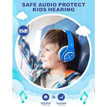 WOICE Kids Bluetooth Headphones with Volume Limit Foldable Design and Mic