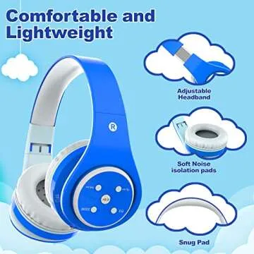 Kids Bluetooth Headphones 85dB/110dB Wireless Design Comfort