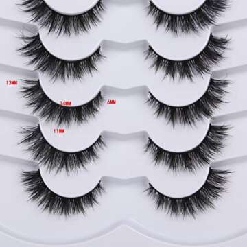 Pooplunch False Eyelashes Cat Eye Lashes Natural Short 8D Fluffy Wispy Faux Mink Lashes Wispies Fake...