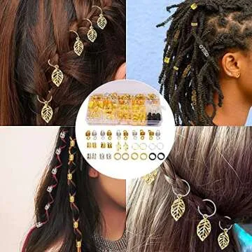 Nafaboig 200PCS Hair Jewelry for Braids Accessories, Hair Beads for Braids, Gold Hair Accessories, M...