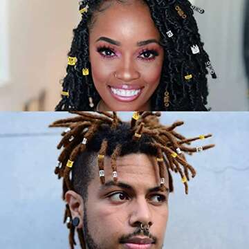 Nafaboig 200PCS Hair Jewelry for Braids Accessories, Hair Beads for Braids, Gold Hair Accessories, Metal Gold Braids Rings Cuffs Clips for Dreadlock Accessories Hair Decorations