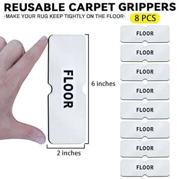 Urdar Brunnr Rug Carpet Non Slip Grippers, Reusable and Washable Double Sided Carpet Tape Pads, Stro...