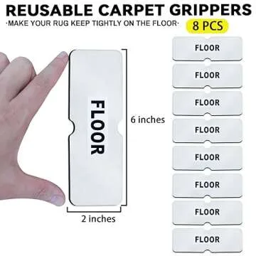Urdar Brunnr Rug Carpet Non Slip Grippers, Reusable and Washable Double Sided Carpet Tape Pads, Stro...