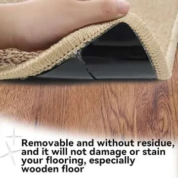 Urdar Brunnr Rug Carpet Non Slip Grippers, Reusable and Washable Double Sided Carpet Tape Pads, Strong Adhesive Grippers for Area Rugs, Keep Corners Flat, No Damaging for Floor Removable, 8Pcs