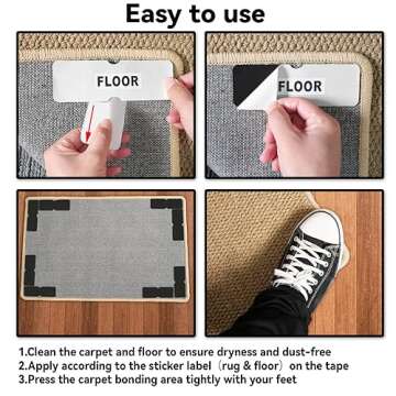 Urdar Brunnr Rug Carpet Non Slip Grippers, Reusable and Washable Double Sided Carpet Tape Pads, Strong Adhesive Grippers for Area Rugs, Keep Corners Flat, No Damaging for Floor Removable, 8Pcs